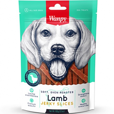 Wanpy Lamb Jerky Slices delikatne paseczki z jagnięciny pieczone w piecu dla psa 100g