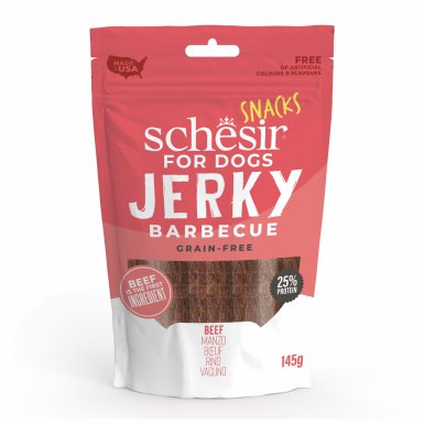 Schesir Jerky Bezzbożowy przysmak dla psów wołowina BBQ suszona 145g