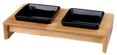 Trixie Bowl Set Zestaw misek ceramicznych na drewnianej podstawie