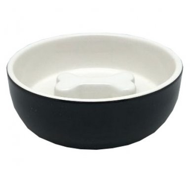 Yarro Moderna Slow Food Miska ceramiczna dla psa kostka czarna 