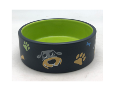 Yarro Pluto miska ceramiczna dla psa, czarna z zielonym środkiem