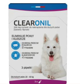 Clearonil Roztwór na kleszcze i pchły dla psa od 20 do 40kg - 3pipety