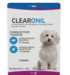 Clearonil Roztwór na kleszcze i pchły dla psa od 2 do 10kg - 3pipety