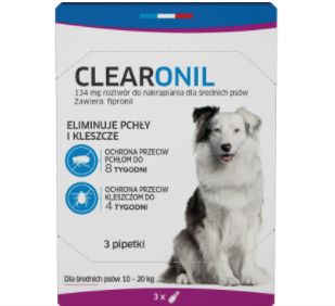 Clearonil Roztwór na kleszcze i pchły dla psa od 10 do 20kg - 3pipety