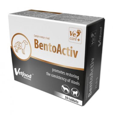Vetfood Bentoactive wsparcie w trakcie biegunek i niestrawności związanych z nieprawidłową absorpcją wody w jelitach 30tabletek 