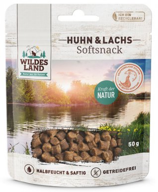 Wildes Land Softsnack Huhn & Lachs półwilgotny przysmak z kurczakiem i łososiem dla kota 50g