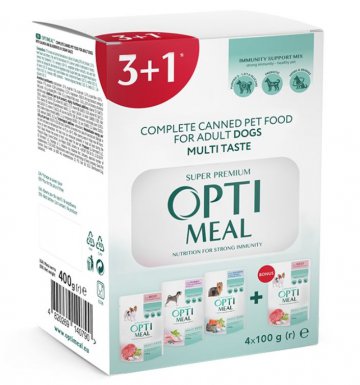 Opti Meal Adult saszetki 100g dla psa 3+1 Gratis królik jagody w sosie