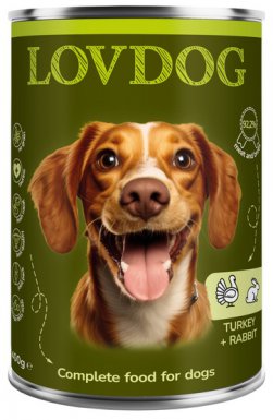 Lovdog karma dla psa indyk królikiem gruszką i kolendra puszka 400g