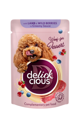 Delickcious Płatki z jagnięciną i leśnymi jagodami w sosie dla psa 80g