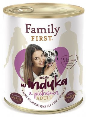 Family First dla psów dorosłych, bogata w indyka z pietruszką