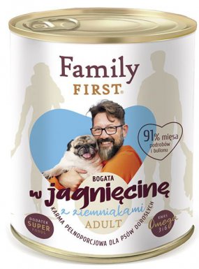 Family First dla psów dorosłych, bogata w jagnięcinę z ziemniakami