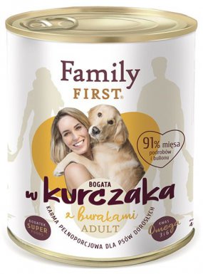 Family First dla psów dorosłych, bogata w kurczaka z burakami