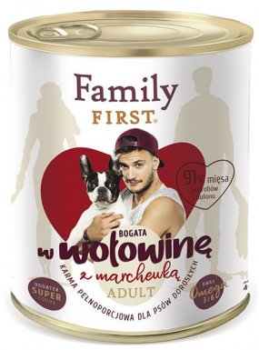 Family First dla psów dorosłych, bogata w wołowinę z marchewką