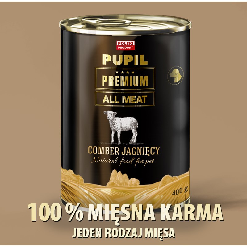 Pupil Premium Meat Gold pełnoporcjowa mokra karma dla psa comber jagnięciny 800g