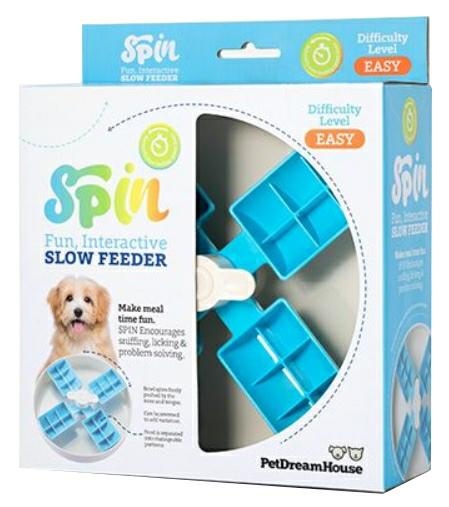Pet Gream House Spin Windmill Blue Interaktive Slow Feeder dynamiczna miska spowanająca jedzenie dla psa lub kota 