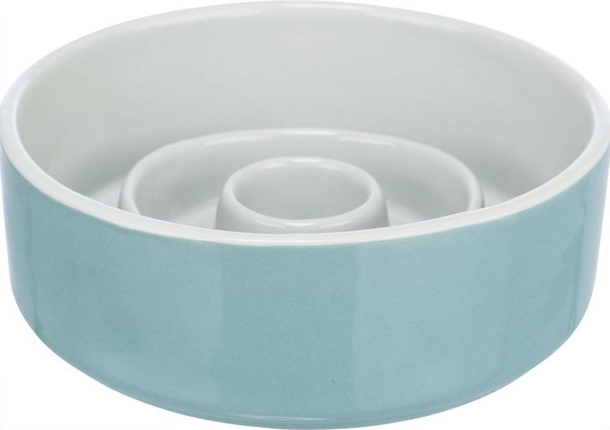 Trixie Slow Feeding miska ceramiczna spowalniająca jedzenie dla psa i kota szaro-niebieska 