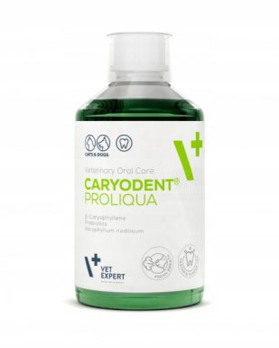 Vet-Expert Caryodent Proliqua dodatek do wody pitnej w celu higieny jamy ustnej i zębów dla psów i kotów 250ml