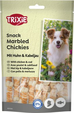 Trixie Marbled Chickies smaczne kostki z kurczakiem i dorszem przysmak dla psa 100g