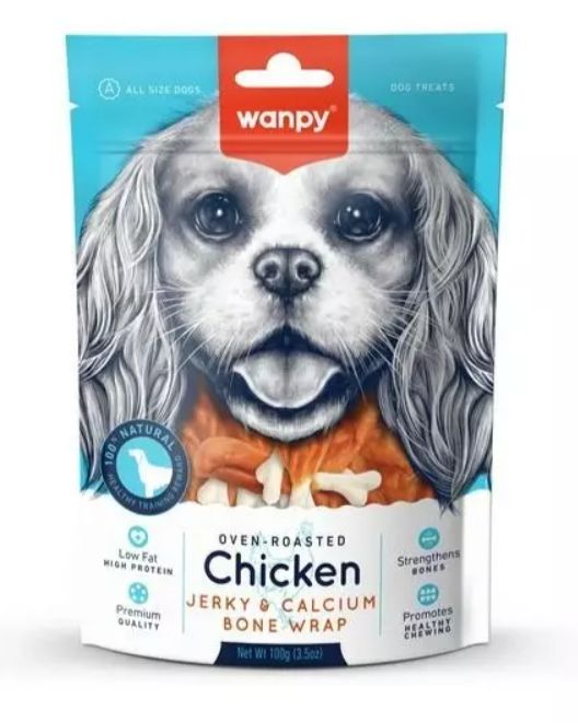 Wanpy Chicken Jerky Calcium Bone kostki z kurczakiem i wapniem dla psa 100g