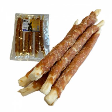 Hau&Miau Pausesnack przysmak dla psa patyk ze skóry owinięty kurczakiem 30cm 500g 