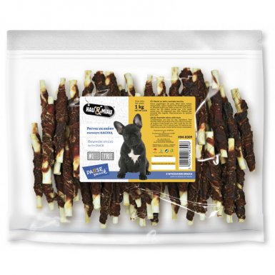 Hau&Miau Pausesnack przysmak dla psa patyki ze skóry wołowej z kaczką 1kg