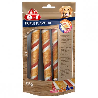 8in1 Triple Flavour rolls mięsna rolada przysmaki dla psa 113g 