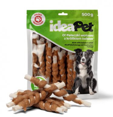 IdeaPet Przysmak dla psa - Pałeczki wołowe z królikiem twister 500g
