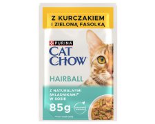 Purina Cat Chow Hairball z kurczakiem i zieloną fasolką w sosie 85g