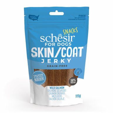 Schesir Skin & Coat bezzbożowy przysmak dla psów łosoś suszony 115g