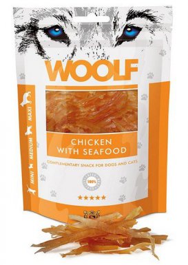 Woolf Chicken with Seafood przysmak z kurczaka i owoców morza dla psa 100g