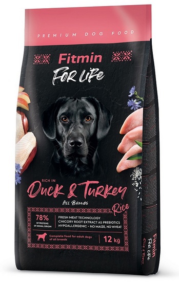 Fitmin Dog For Life Duck & Turkey karma dla dorosłych psów z kaczka i indykiem 12kg