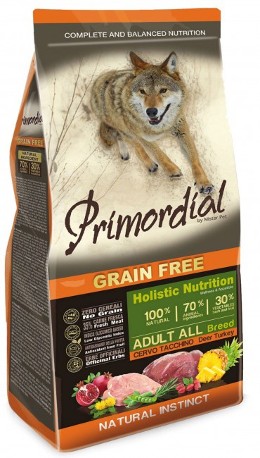 Primordial Dog Grain Free Adult Deer & Turkey bezbożowa karma dla psów z jeleniem i indykiem 