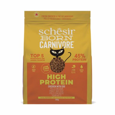 Schesir Born Carnivore karma sucha dla kotów dorosłych kurczak z jajkiem 255g