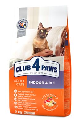 Club4Paws Premium Indoor 4in1 karma dla dorosłych kotów przebywających wyłącznie w domu 14kg