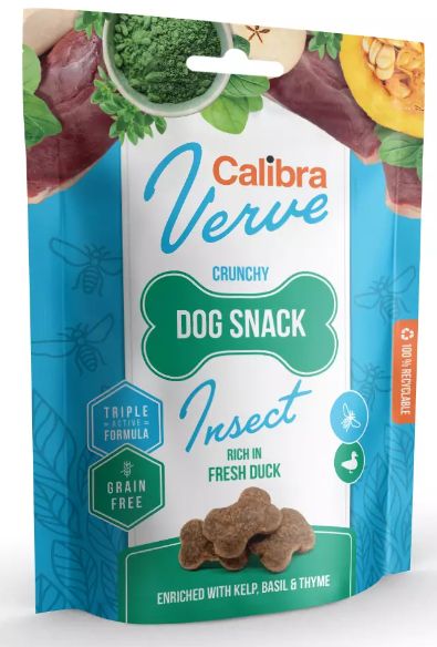Calibra Dog Verve Crunchy Snack Insect bezbożowe przysmak z insektami i wybranym mięsem 150g