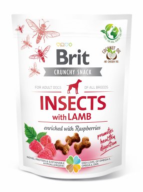 Brit Crunchy Snack Insects with Lamb przysmak dla psa bogaty w insekty jagnięciny z malinami 200g