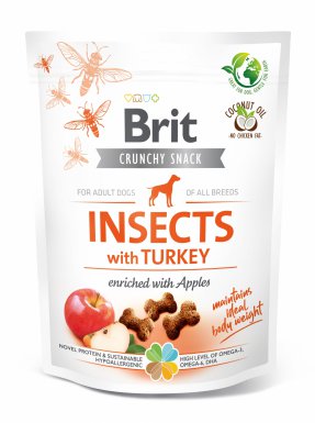 Niska cena! Brit Crunchy Snack Insects with Turkey przysmak bogataw insekty indyka z jabłkami 200g