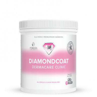 Pokusa DiamondCoat Dermacare Clinic Doskonała kondycja szaty dla psów wystawowych tabletki 500szt.