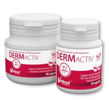 Vetfood Dermactiv preparat wzmacniający włąsciwą pracę skóry dla psa i kota