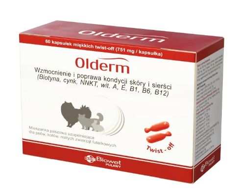 Biowet Olderm kapsułki Twist-Off wzmocnienie i poprawa kondycji skóry i sierści 60szt.