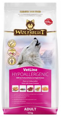 Wolfsblut Dog VetLine Hypoallergenic dla dorosłych psów z koniem i słodkimi ziemniakami przy nietolerancjach pokarmowych