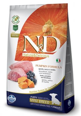 Farmina N&D Grain Free Pumpkin Puppy Mini Lamb & blueberry bezzbożowa karma dla psów