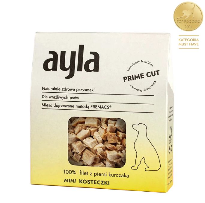 Ayla Prime Cut Liofilizowany filet z piersi kurczaka Mini kosteczki dla psa 28g