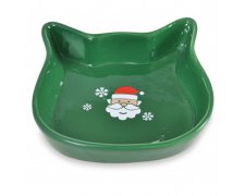 Barry King Św. Mikołaj Miska ceramiczna dla kota 13,6x13,6x3cm zielona