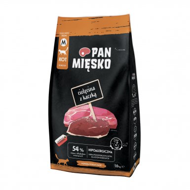 Pan mięsko karma sucha dla kota o smaku cielęciny z kaczką 56,5% 