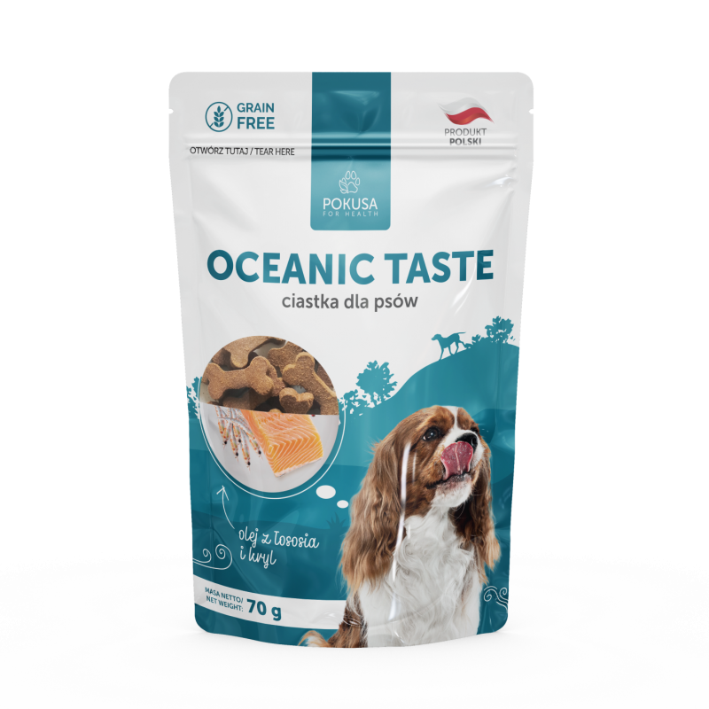 Pokusa Ciastka dla psa Oceanic Taste kryl i olej z łososia 70g