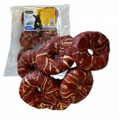 Hau&Miau Pausesnack donaty ze skóry owinięte kaczką marmurkową przysmak dla psa 7-8cm 500g