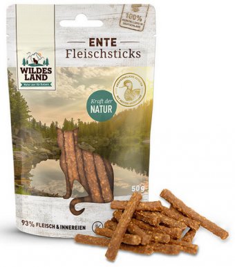 Wildes Land Cat Fleischsticks Ente pałeczki z kaczką 93% mięsa 50g