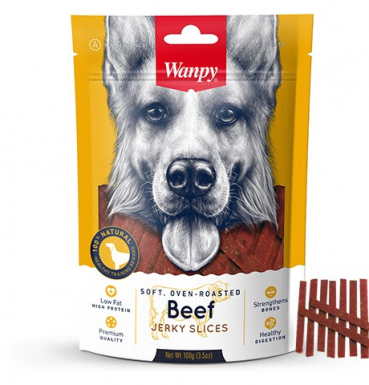 Wanpy Beef Jerky Slices pieczone paski z wołowiny dla psa 100g
