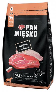 Pan Mięsko Karma sucha dla psa cielęcina i indyk chrupki XL